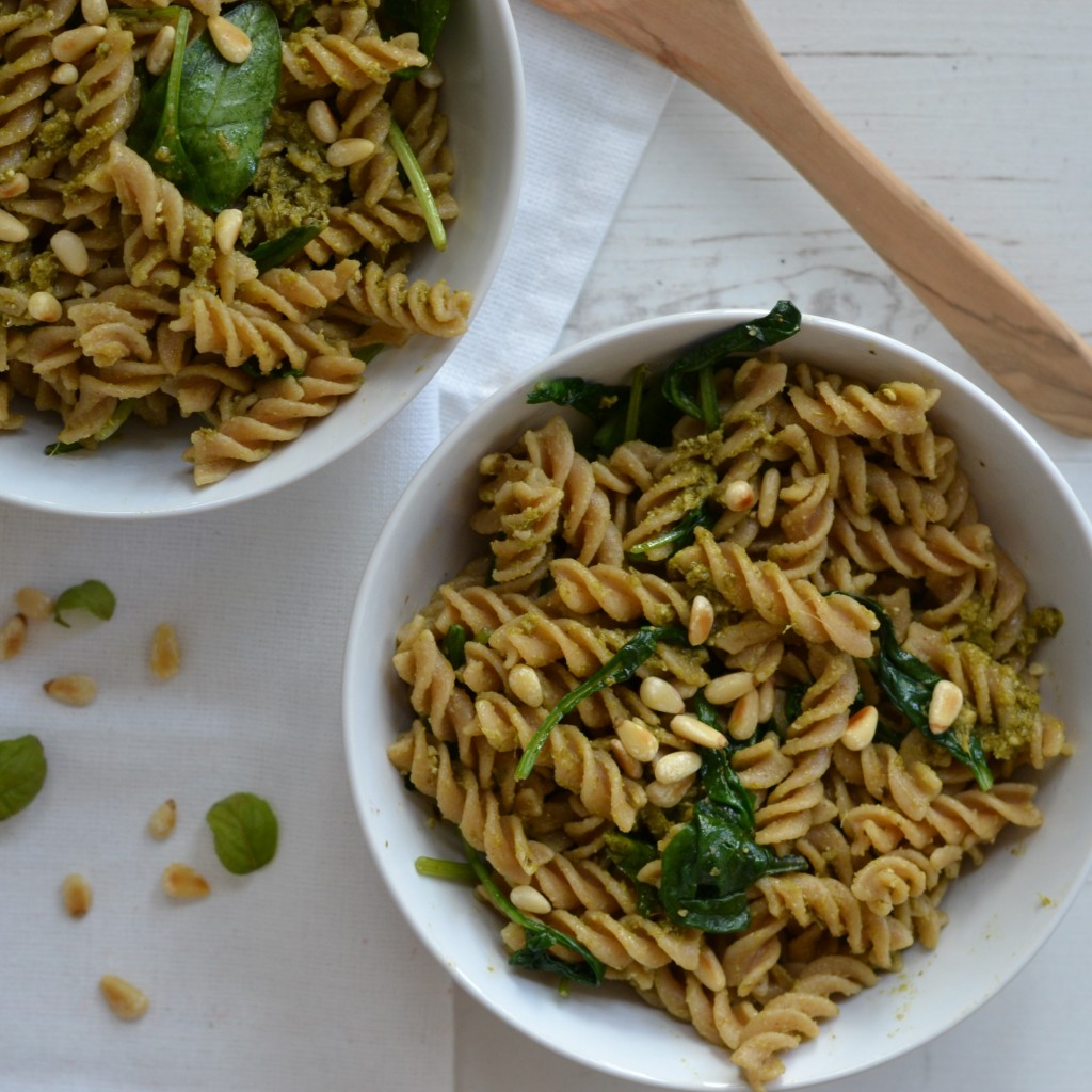 pasta pesto spinach vegetarian recipe